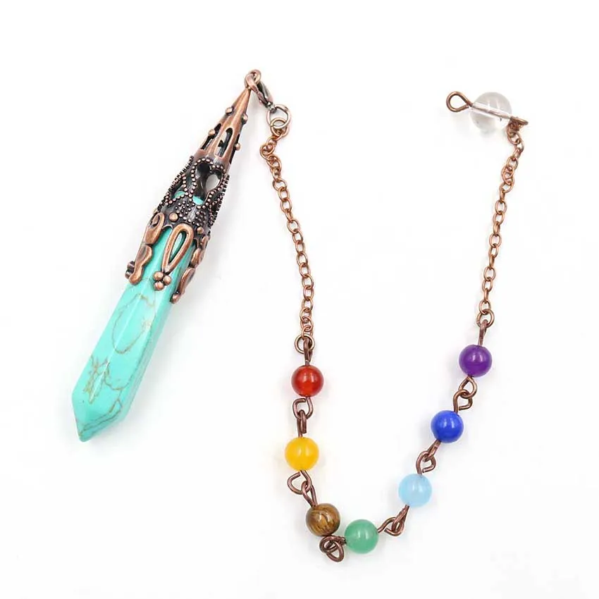 FYJS Unique Antique Copper Plated Hexagon Prism Rose Pink Quartz Pendant Stone Beads Chain Necklace Lapis Lazuli Chakra Jewelry | Украшения