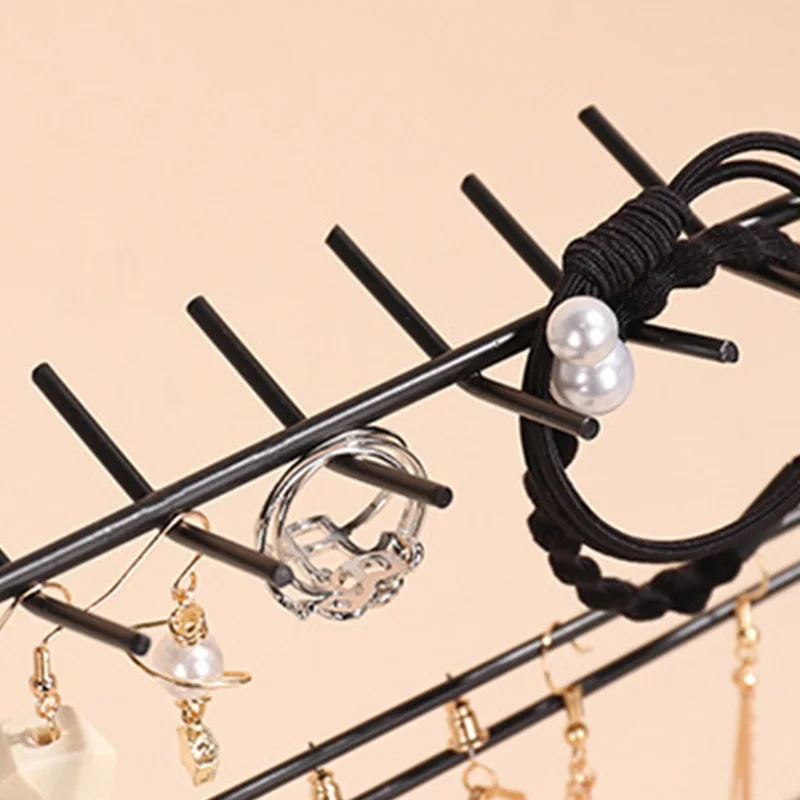 

Rose Gold Jewelry Holder Simple Metal Earrings Necklaces and Rings Organizer Watch Bracelet Storage Shelf Jewelry Display Stands