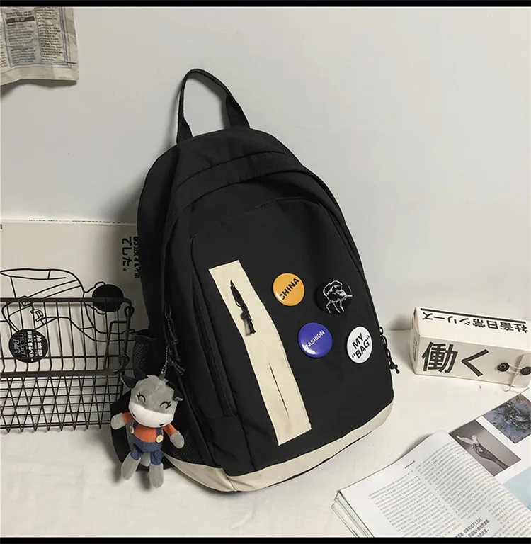 

1990 Korean version of high school students tide brand backpack original niche solid color campus computer simple backpack