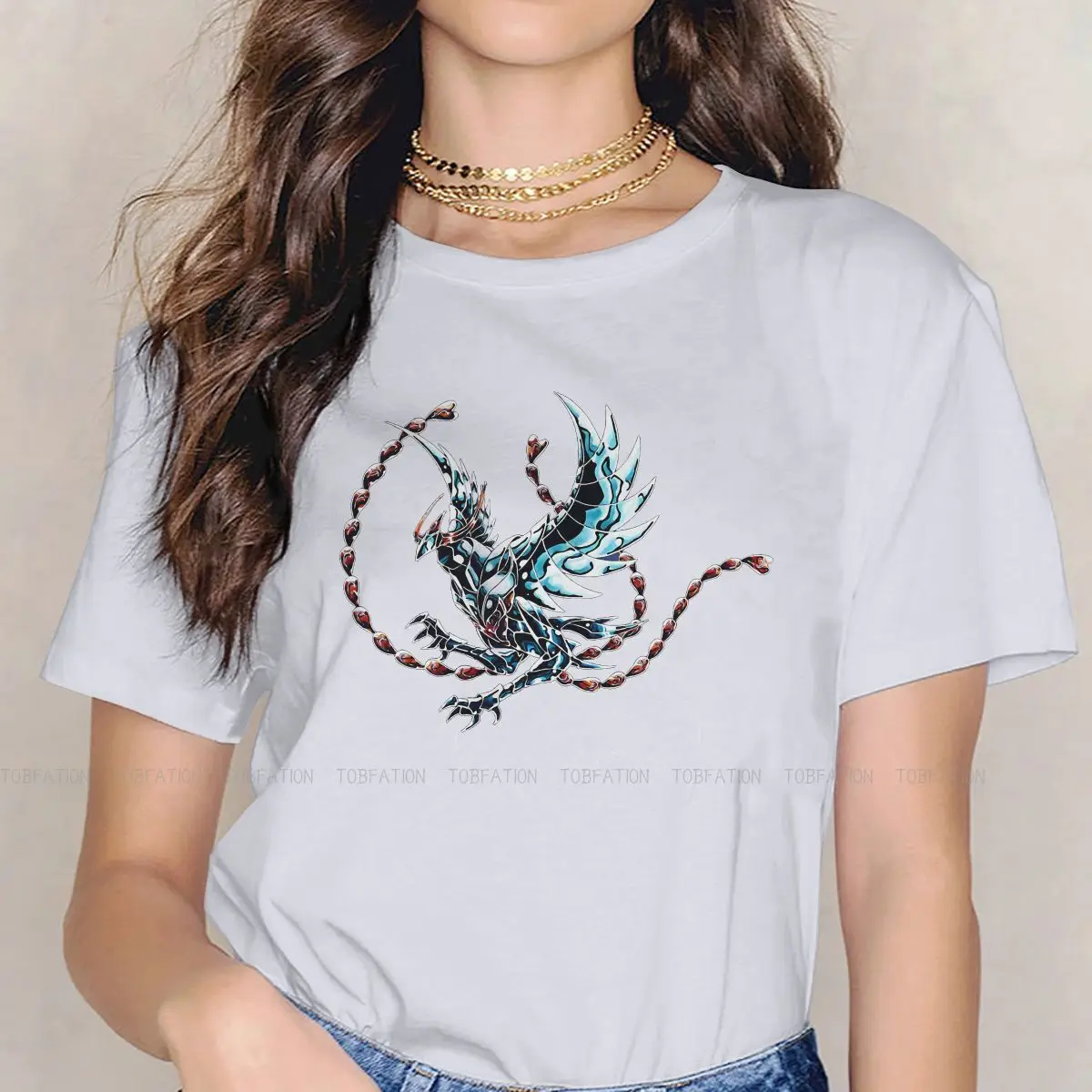 

Футболка с рисунком «Рыцари Зодиака» Saint Seiya, аниме футболка для девочек Cosmo Athena, Ikki с рисунком Феникса, женские топы, футболки размера 5XL, футб...