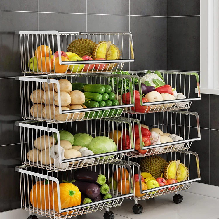304 нержавеющая сталь овощных rack кухонная корзинка для хранения пол многослойная