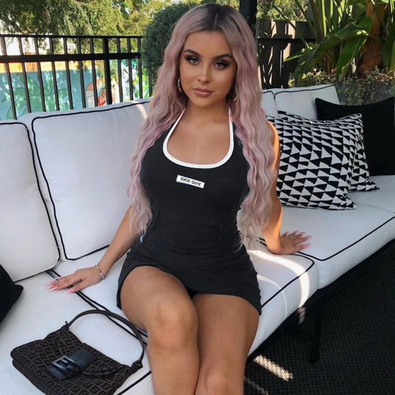 fashion Basic cotton lace up mini dresses womens summer new black Slim Soft home wear street casual bodycon mujer | Женская одежда