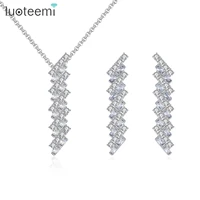luoteemi high quality cubic zirconia jewelry sets for women trapezoid shape conjuntos de joyas friends gifts wholesale price