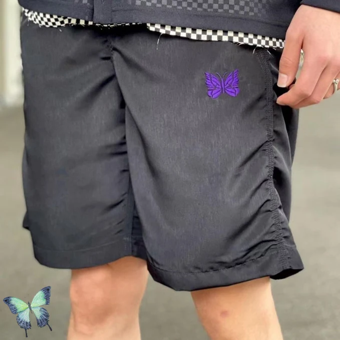 AWGE Needles Shorts Men Women Embroidery Butterfly Needles Short Pants Breechcloth