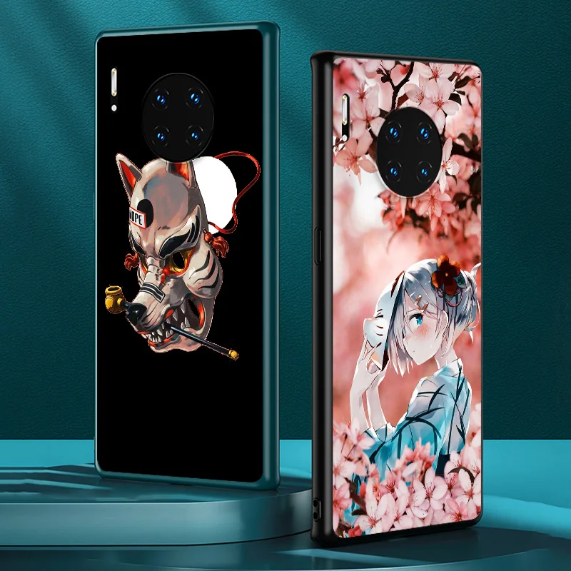 

Beauty Fox Girl for Huawei Mate 40 RS 30 20 X 10 P Smart Z S Lite Pro Plus 2021 2020 2019 2018 Black Phone Case