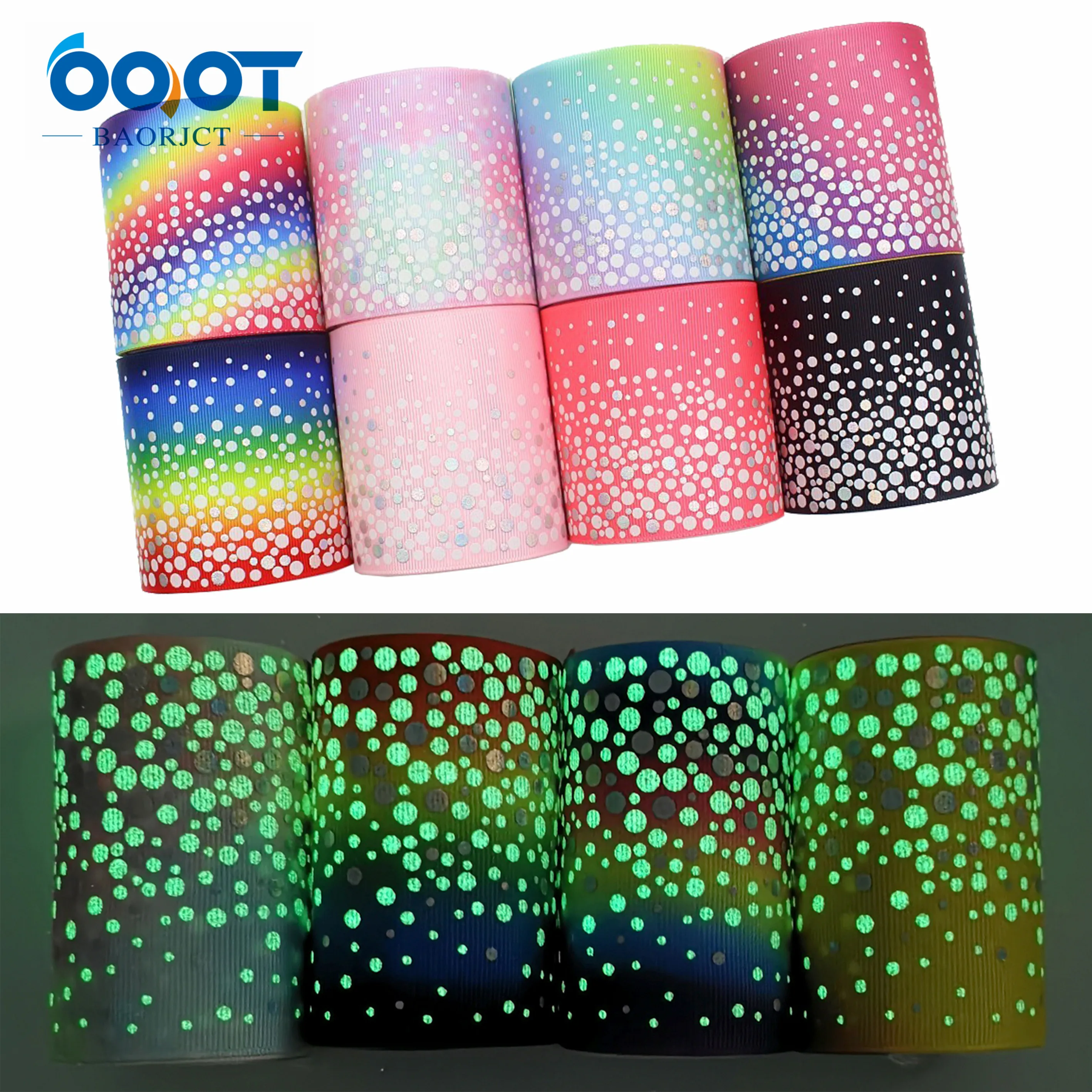 2 ярдов флуоресценции Grosgrain ленты градиент Лидер продаж в Золотой горошек