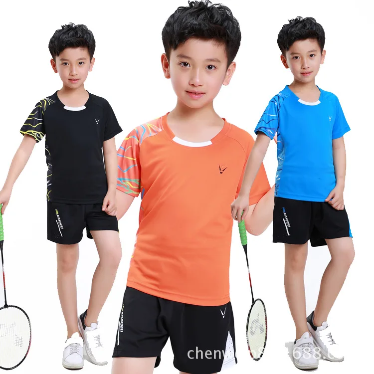 Бесплатная доставка 2018 летние детские рубашки для бадминтона Детская теннисная