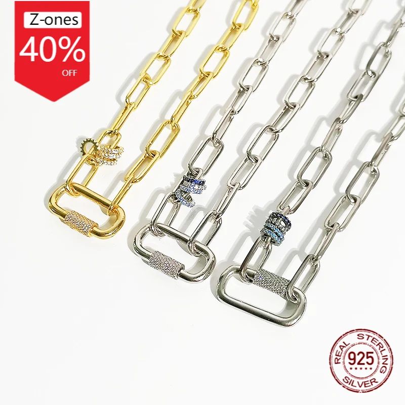 

S925 sterling silver women necklace silver gold zircon chain Monaco jewelry birthday gift