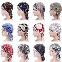 new fashion women turban hat print bandana headband head scarves lady muslim headdress wrap head handkerchief hair wear