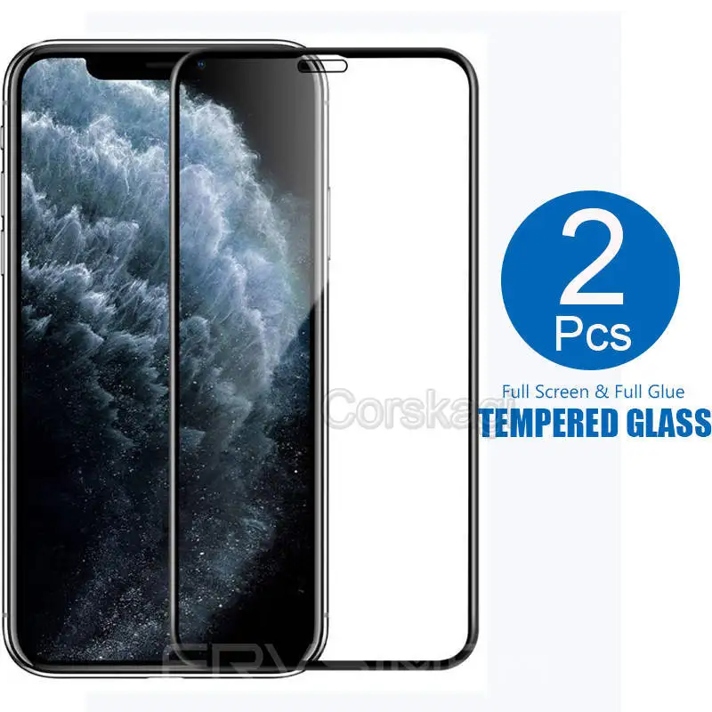 2 шт полное покрытие прозрачное Закаленное стекло Защитная пленка для экрана iphone
