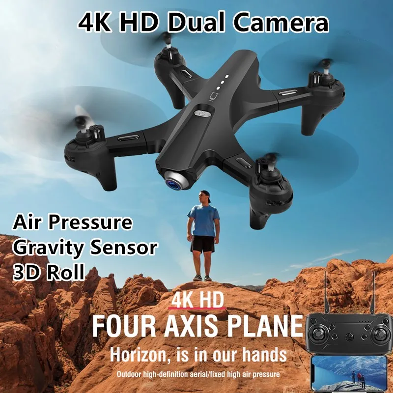 

Складной 4k HD Dual-Камера дрона с дистанционным управлением 2,4G 20 минут Wi-Fi FPV 6-Axis Gyro Безголовый режим один ключ возврата Дистанционное Управлен...