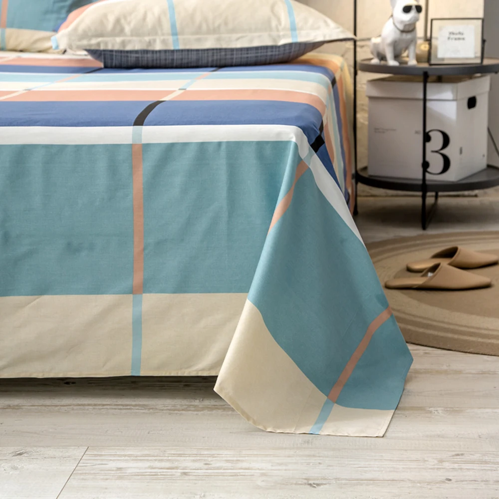1pcs 100% Cotton Bed Sheet Modern Style Printed Double Top King Sheets Pure Single Size Kids Linen (No Pillowcase) - купить по
