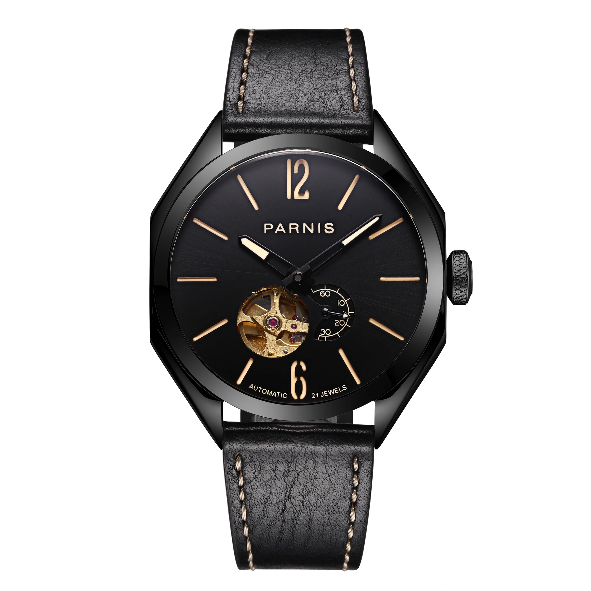 Часы мужские механические с автоподзаводом 43 мм кожаным ремешком Miyota 82S5 2019 |