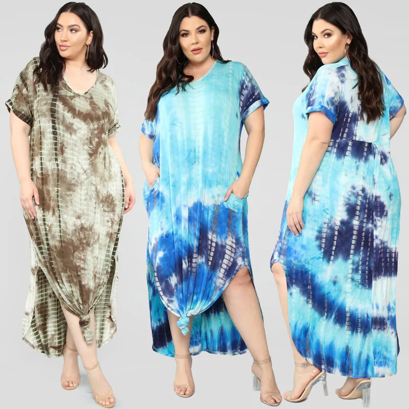 2019 популярные прямые свободные платья большого размера с перекрестными краями и