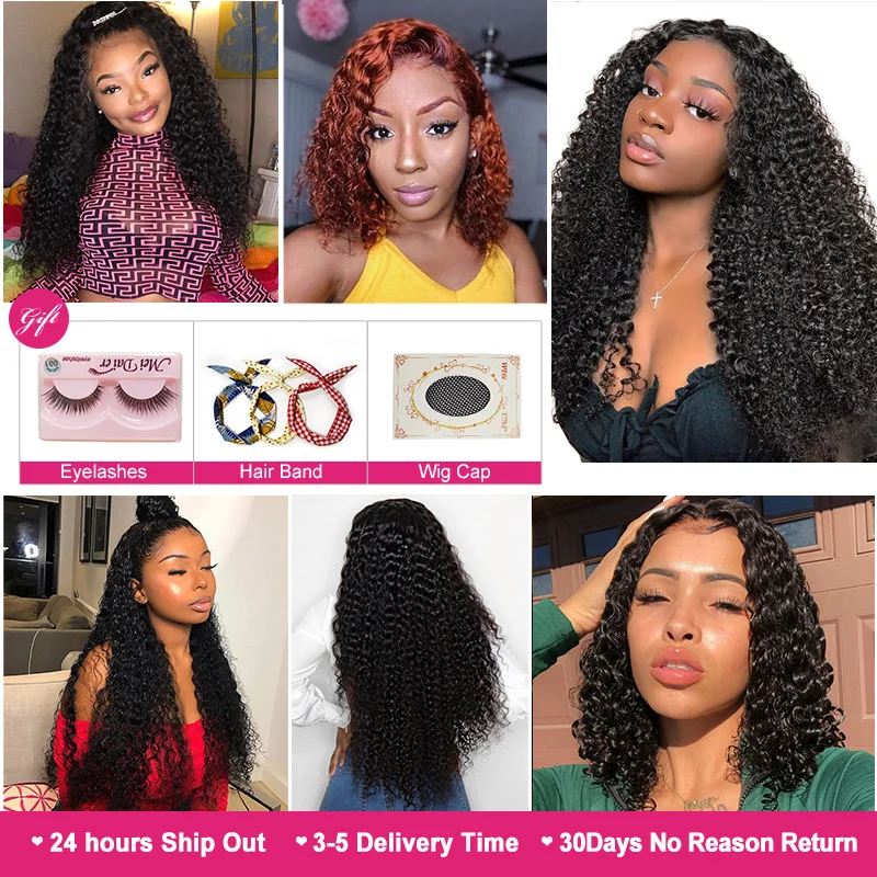 

Mongolian Kinky Curly Human Hair Wigs 360 Lace Frontal Wig 150% Density 13X6 One More Wig Kinky Curly Lace Front Human Hair Wigs