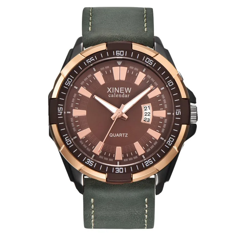 

Mens Fashion Leather Belt With Calendar Simulated Quartz Rectangle Business Sport Watch Men Watches Luxury Brand Quartz Watch