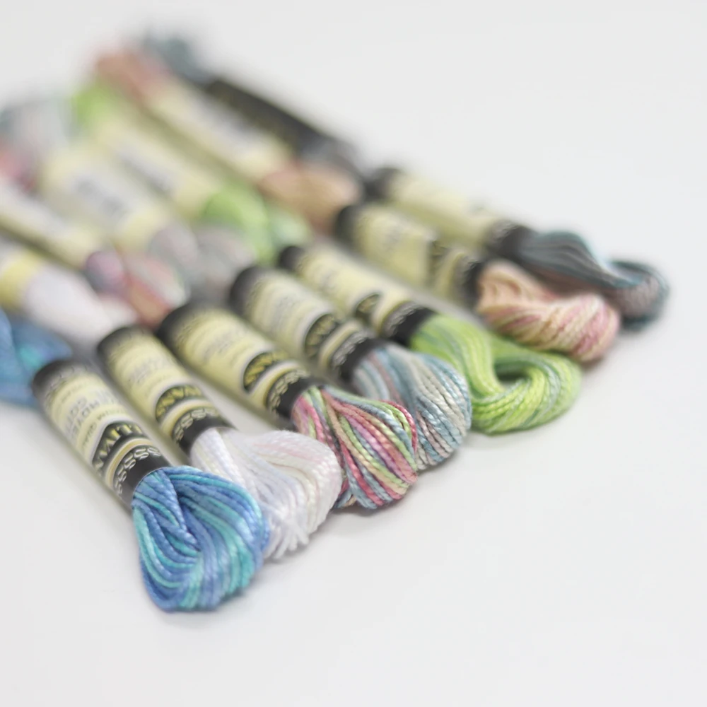 7 ярких разных цветов размер 5 хлопковая вышивка с жемчугом нить 15 ярдов 100%