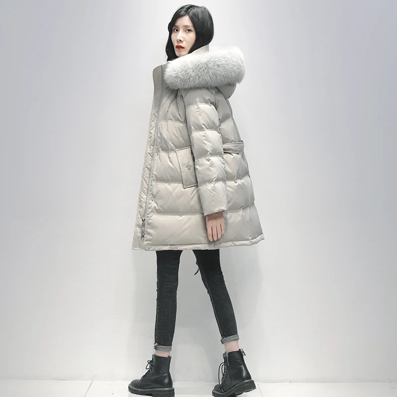 

Winter 2021 New Women Korean Style Simple And Fashionable Temperament White Duck Down Jacket