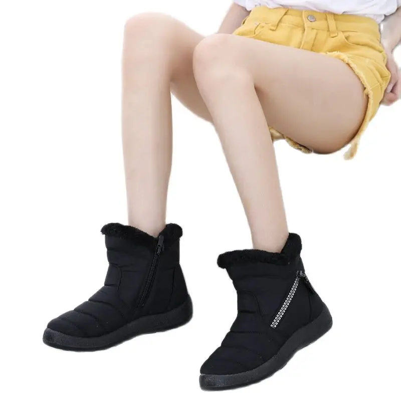 

Зимние водонепроницаемые женские зимние сапоги с плюшевой подкладкой, модная сохраняющая тепло Уличная обувь для больших детей и взрослых,...