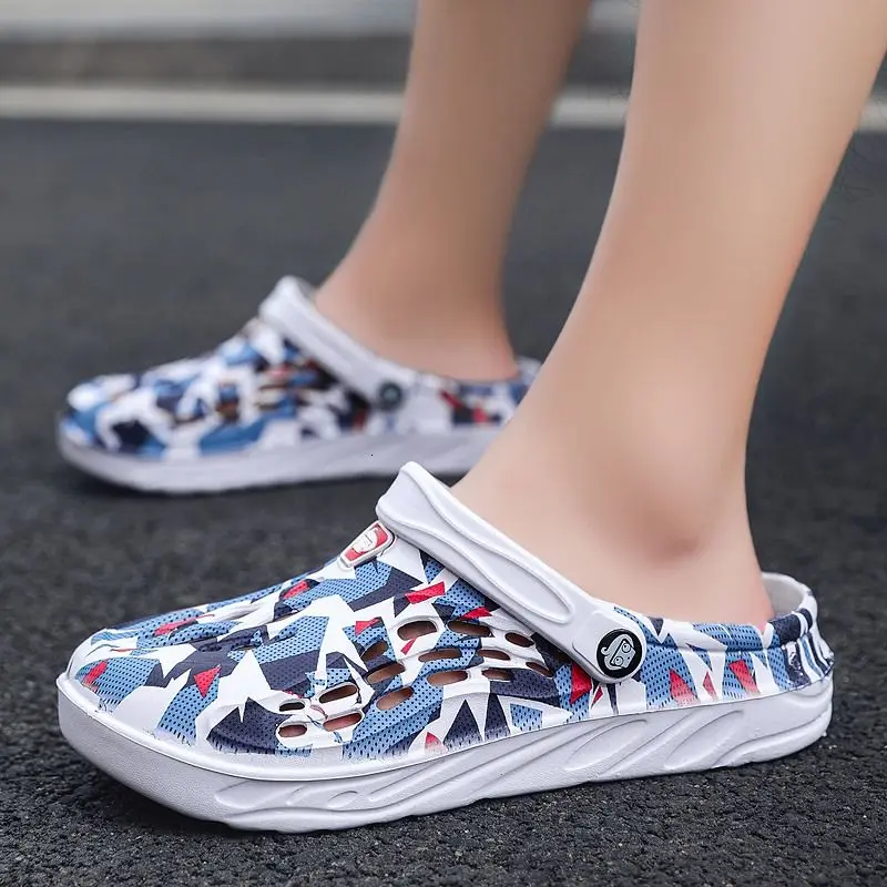 

Hole Shoes Men'S Non-Slip Summer Soft Bottom Dual-Use Toe Towed Beach Shoes