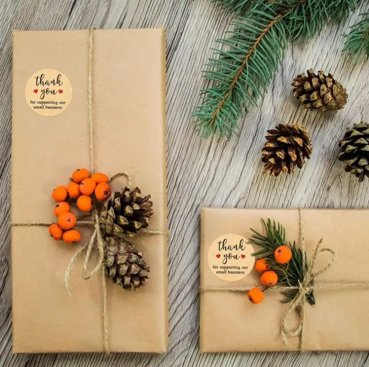 500 шт. наклейки для выпечки круглые натуральные крафт ручной работы с любовным