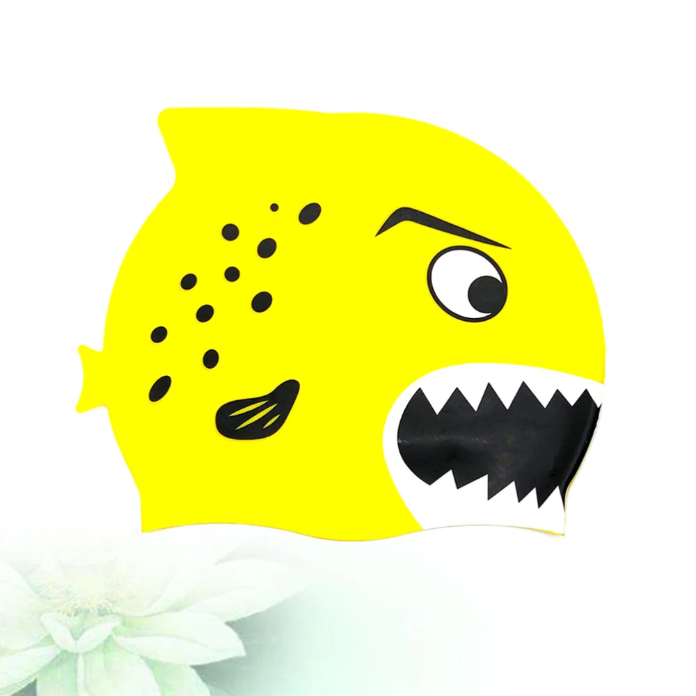 

1pc Comfortable Cartoon Fish Pattern Silicone Swimming Hat Waterproof for Boys and Girls (Blue)