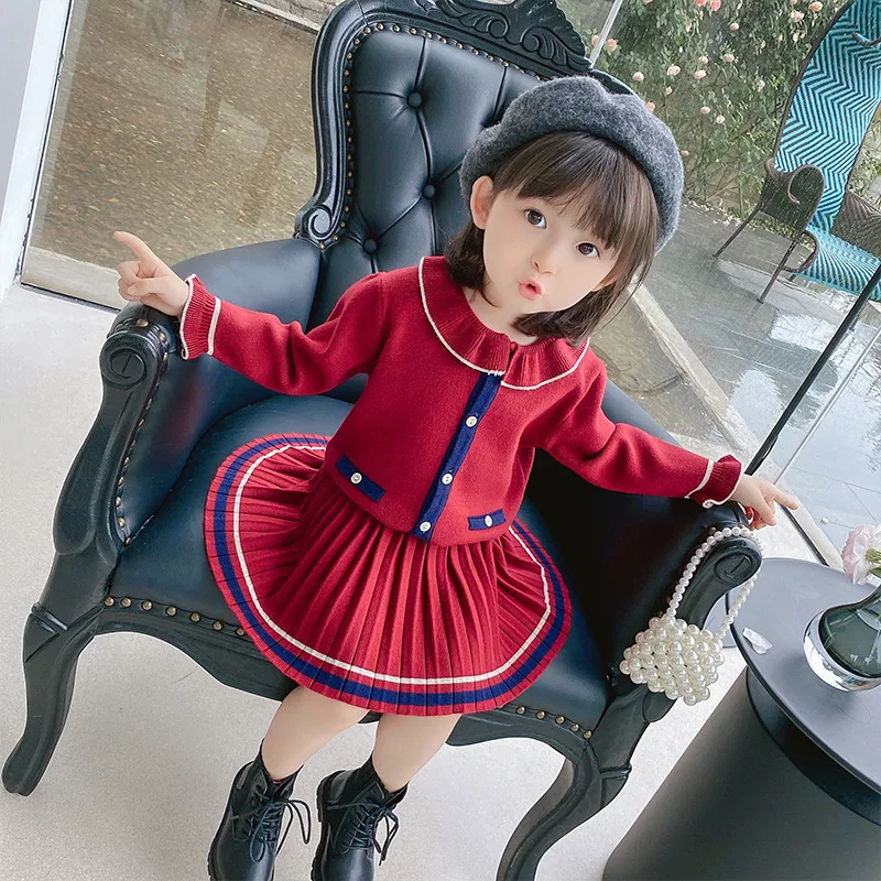 

Spring And Autumn Baby Girl's Sweater Suit Foreign Fashion Cute Chinest New Style