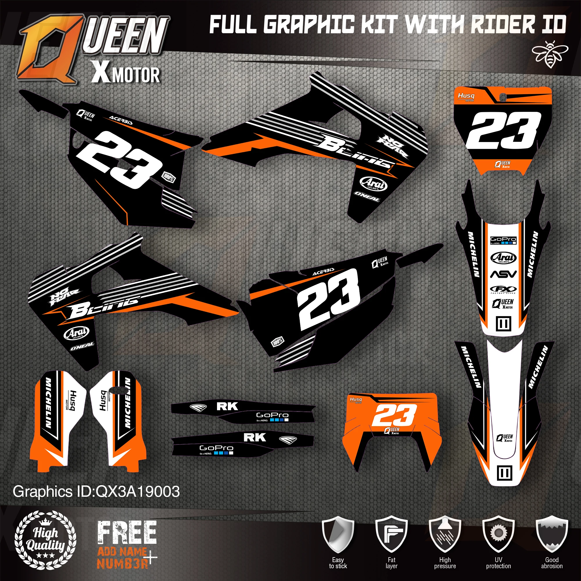 

Queen X MOTOR Custom Team графические наклейки, Набор наклеек для Husqvarna Decal 2019-N TC FC TX FX FS 2020-N TE FE 125-450CC 03