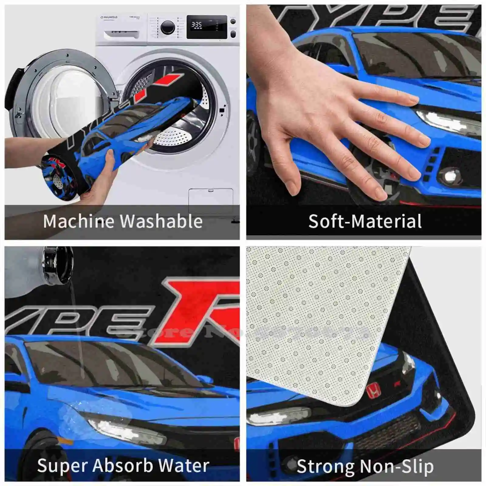 Boost Blue Civic Тип R Fk8 турбо мягкая подушка автомобиль домашний коврик дверной Integra Rsx