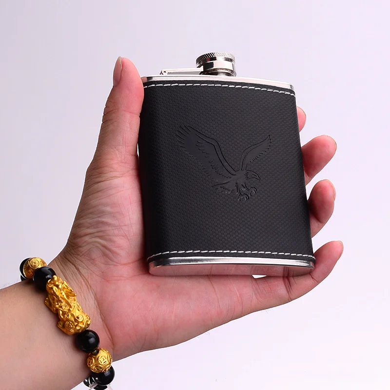 BYI Black eagle Нержавеющая сталь винный горшок из искусственной кожи поверхность бедра фляжка Портативный Путешествия алкоголь виски бутылка ликера маленькая мини бутылка - Цвет: BYI Black eagle