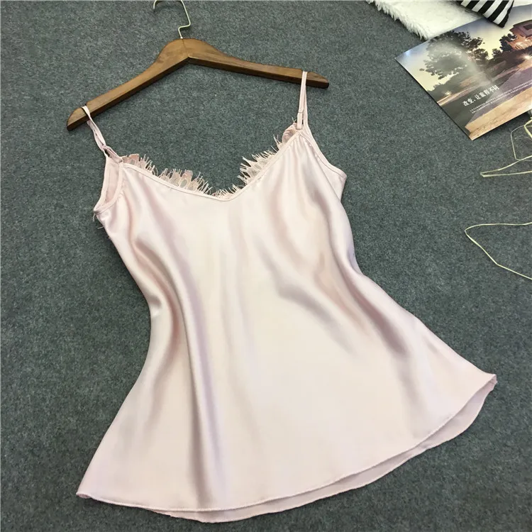 2019 Женская шелковая пижама комплект летней и осенней кружевной пижамы без