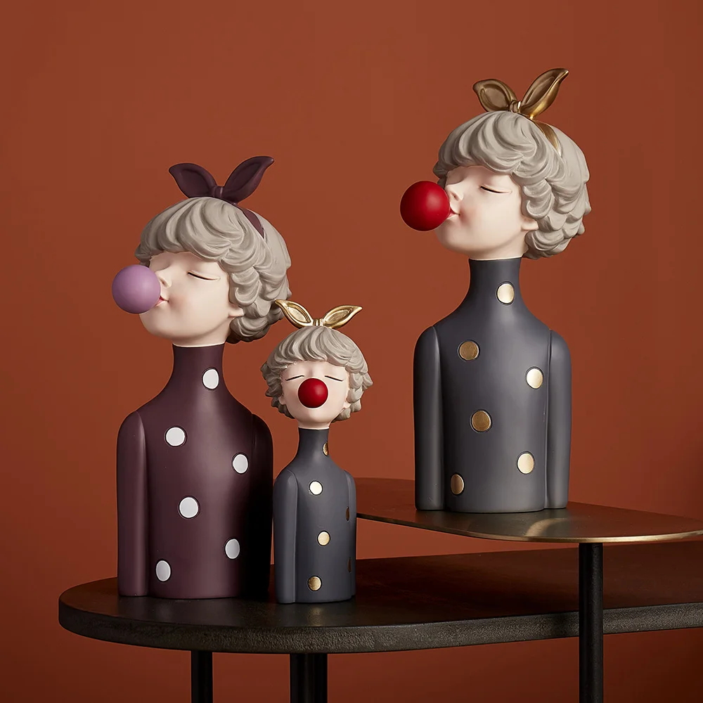 

Nordic Moden Meisje Hars Art Standbeeld Home Decoratie Sculptuur Woondecoratie Woonkamer Decor Tafelblad Beeldjes Ambachten Ges