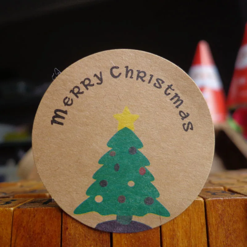 120 шт круглая бумага Рождественская елка Сова Шаблон Печать стикер для ручной