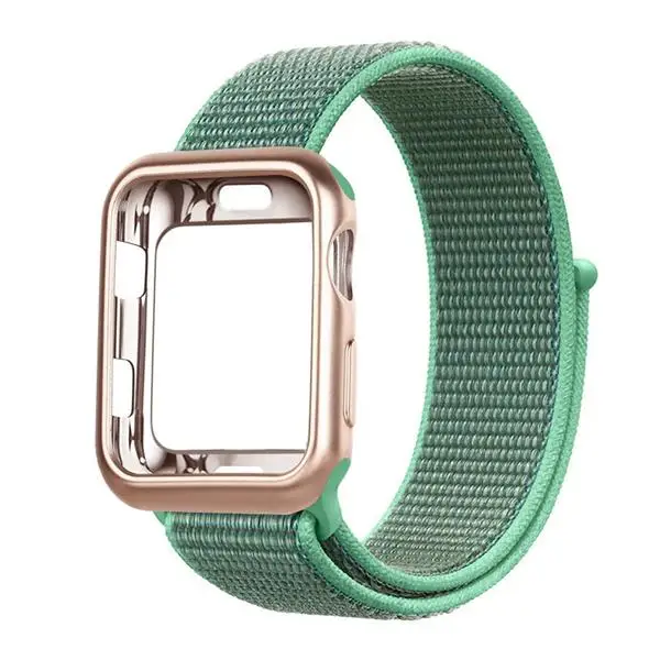 NEW Spearmint Чехол+ ремешок для apple watch 4 Band 44 мм correa apple watch 42 мм 38 мм 40 мм iwatch series 5 4 3 нейлоновый браслет pulseira - Цвет ремешка: NEW Spearmint