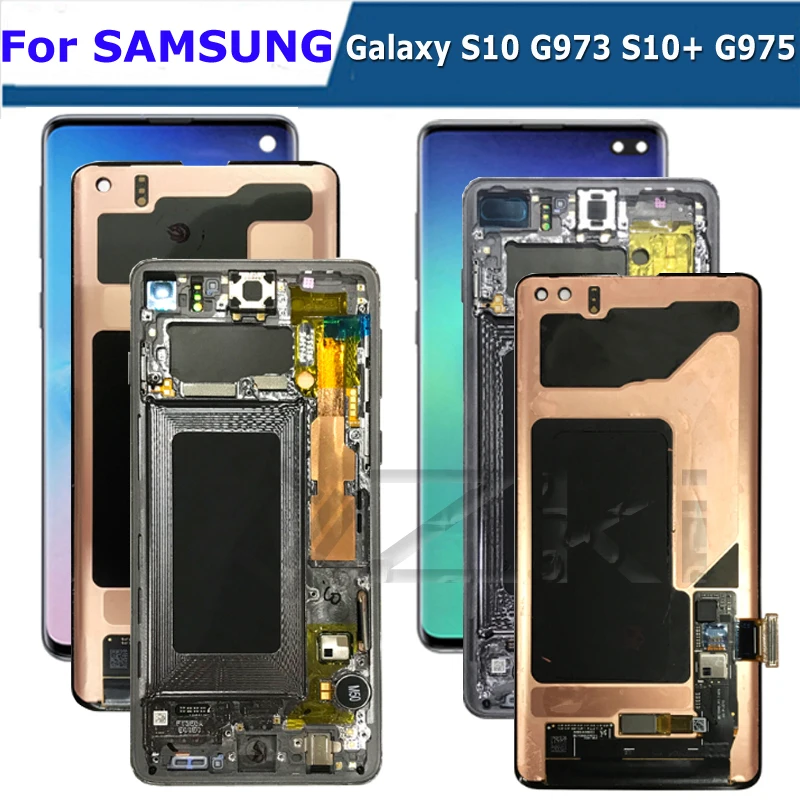 

ЖК-дисплей AMOLED для SAMSUNG Galaxy S10 Plus G975f G975u1, дигитайзер в сборе, полный сенсорный экран S10 G973f ds G973u, замена
