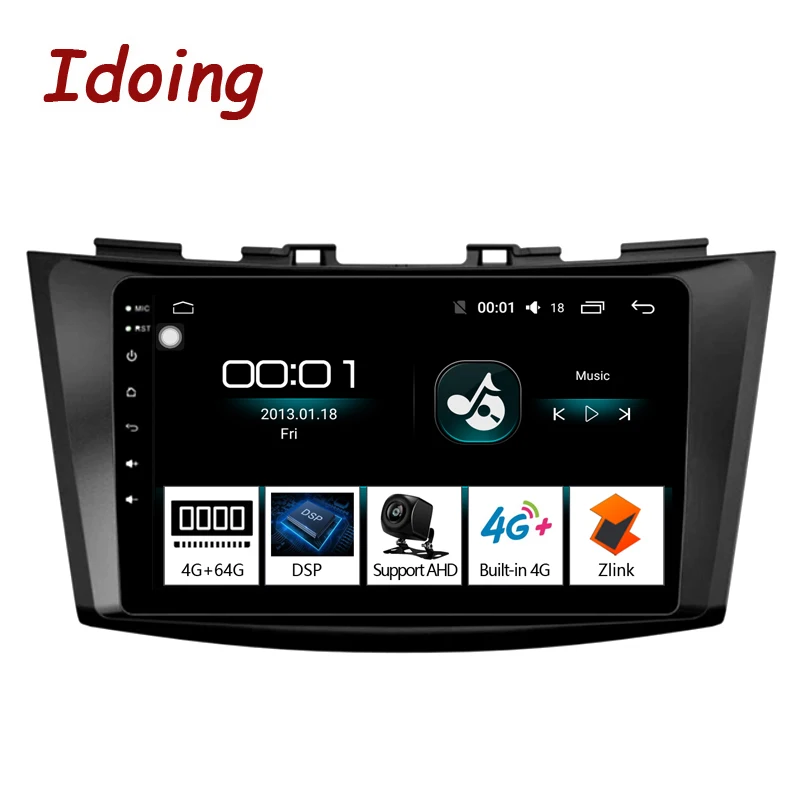 Idoing 9&quot4G+64G 2.5D IPS Octa Core Car Android 8.1 8 1 Radio Player For Suzuki Swift 3 2012-2016 Multimedia Video no 2din 2 din |
