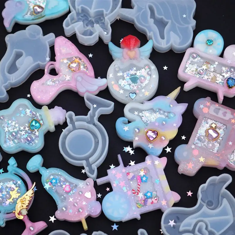 

New Handmade Quicksand Pendant Ice Cream Resin Silicone Mold Jewelry Making Tool