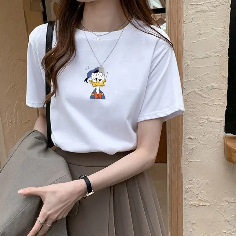 

White short sleeve T-shirt women tide 2021 summer new Korean version of loose bottoming jacket round neck half sleeve shirt