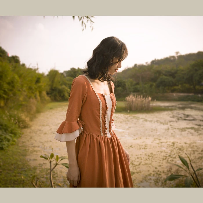 Весеннее оригинальное дизайнерское осеннее женское винтажное платье во