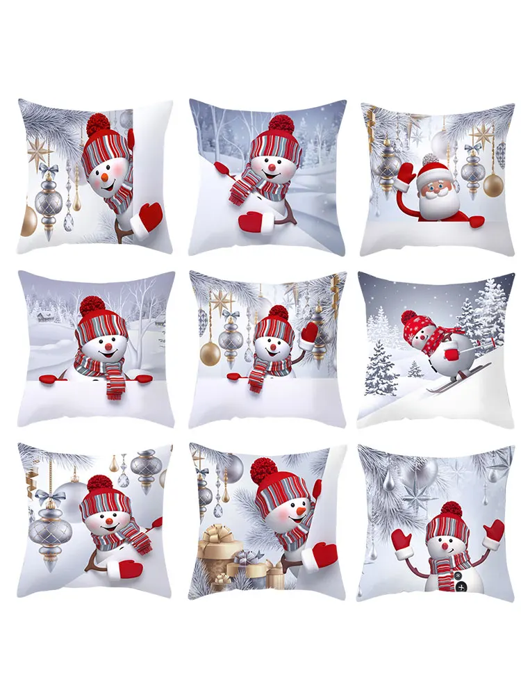 

Рождественский чехол для диванной подушки с изображением снеговика