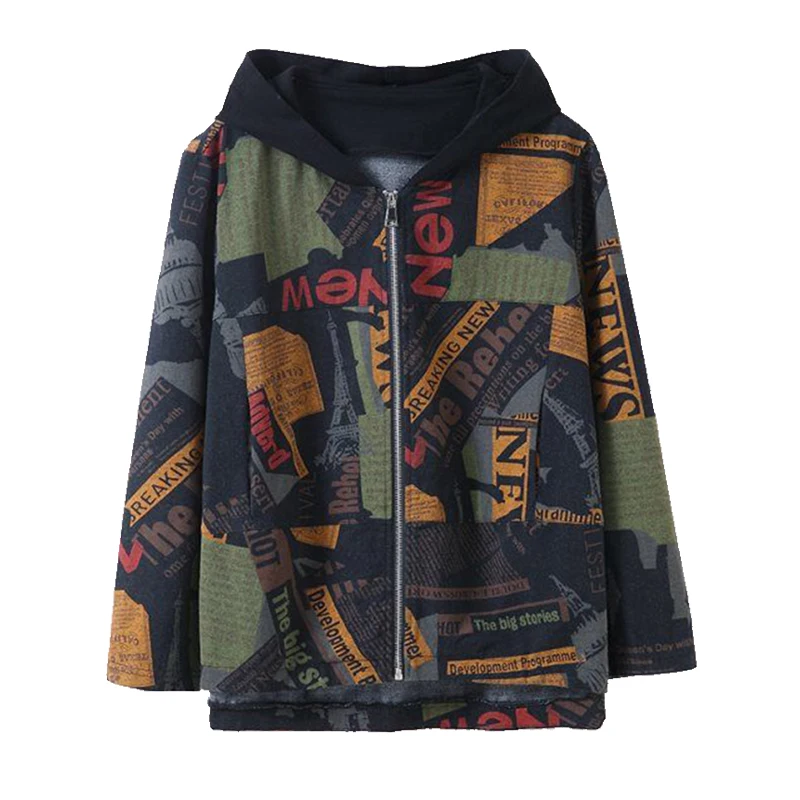 Женская камуфляжная куртка с капюшоном и принтом модель 5XL на весну осень