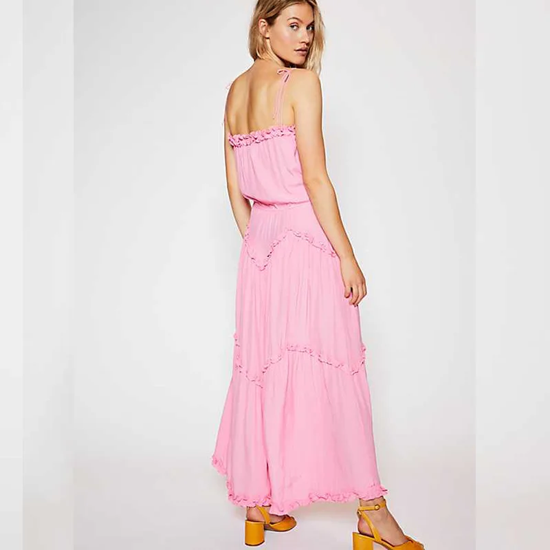 Элегантное шифоновое богемное платье на бретельках с ремешками соблазнительный