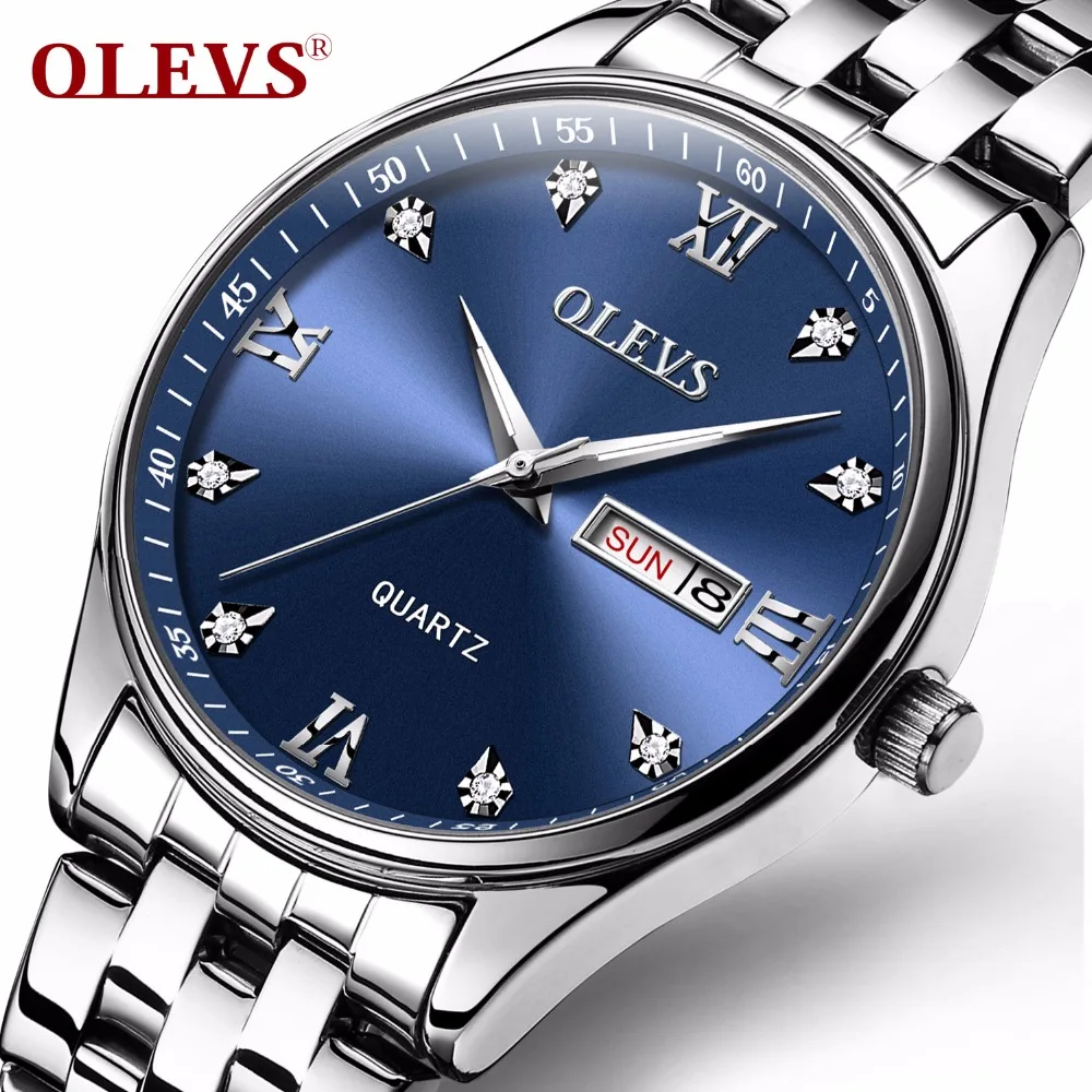 

OLEVS Relogio Masculino Стальные кварцевые сплав Полный календарь водонепроницаемый Топ бренд модный мужской дизайн часы подарок SG5570GL