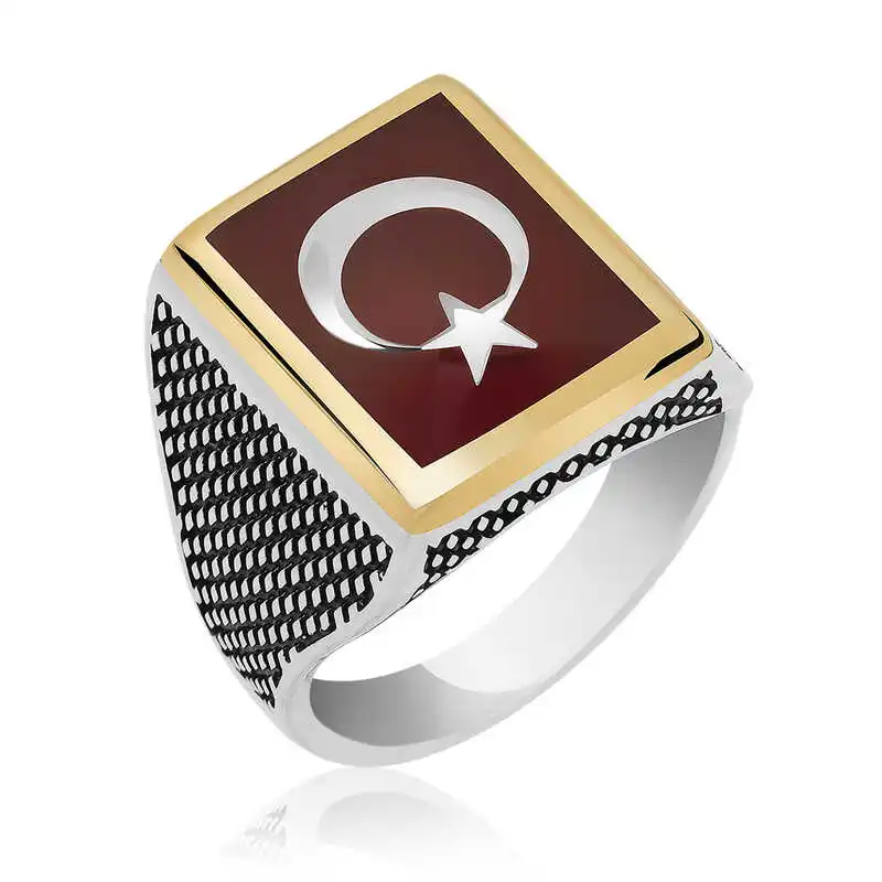 

Silver Teşklat Array Turkish Flag Ring