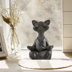 Причудливая черная статуэтка Будды, кошки, коллекционная Статуэтка для медитации, йоги, счастливое украшение для дома и сада