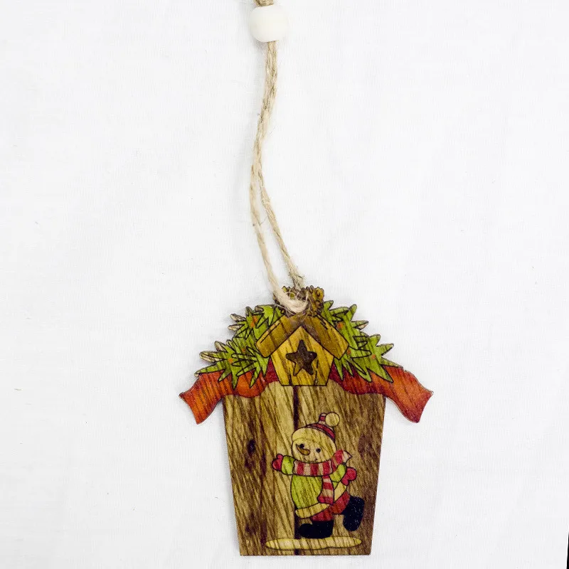 3 шт. оригинальная Стиль напечатанные рождественские деревянные подвески