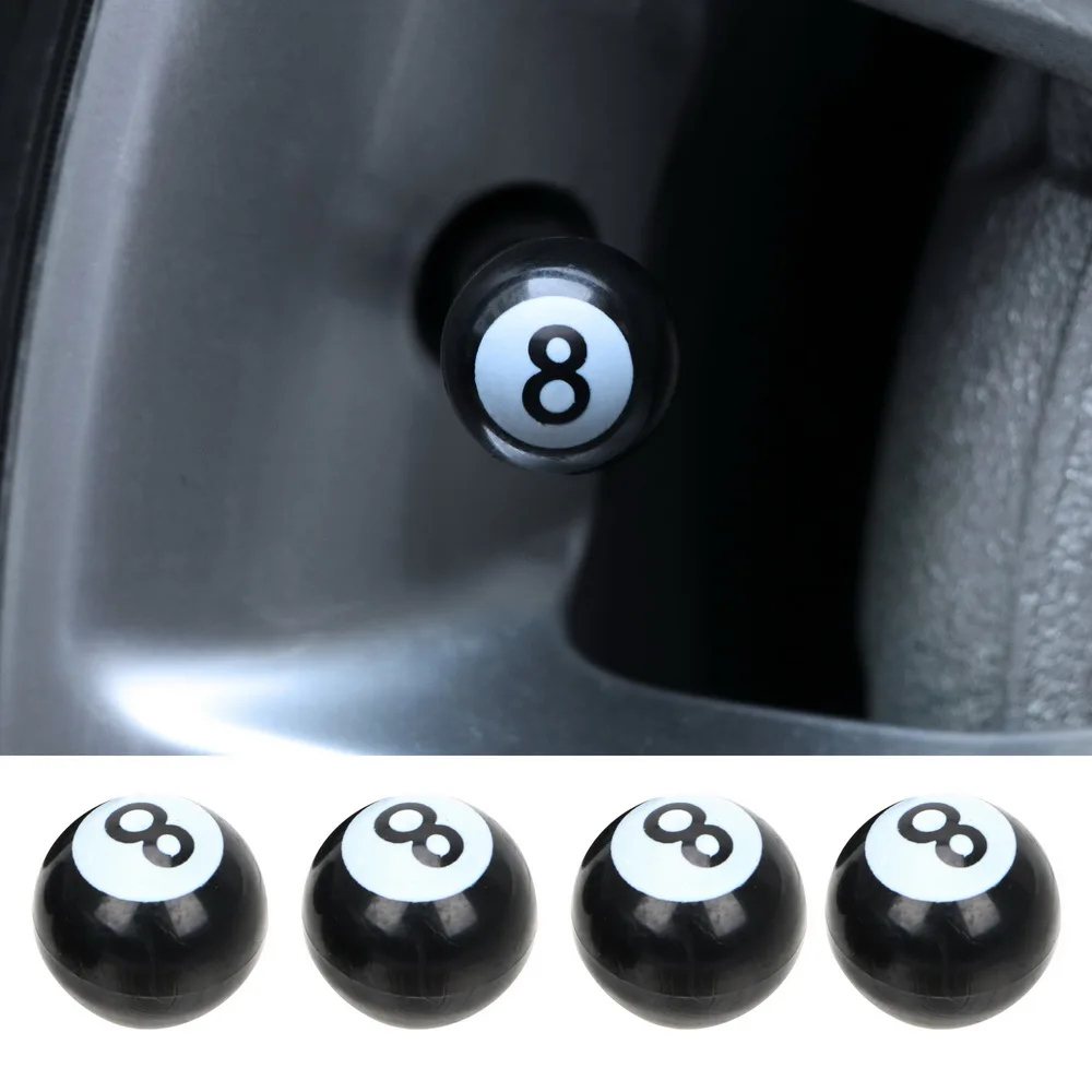 Tire Air Valve Cap 4Pcs/Set Eight ball caps Wheel dust Rims For Auto Car Truck Motorcycle |