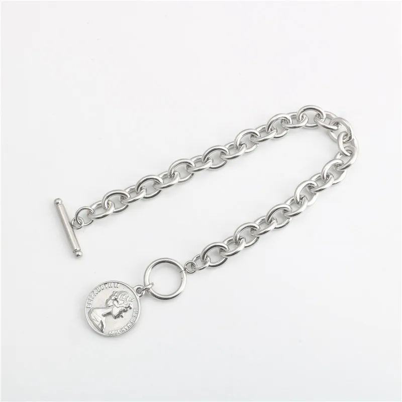 

Stainless Steel necklaces for men necklaces for women valentines day gift punk Hip hop Queen O-chain buckle bracelet