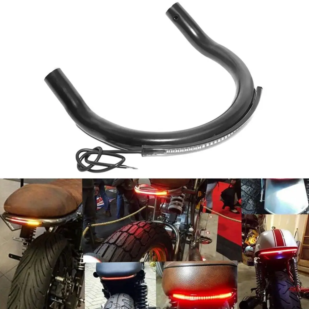 

Motorcycle Motorbike Upswept Rear Seat U Frame Hoop Loop with LED Tail Light