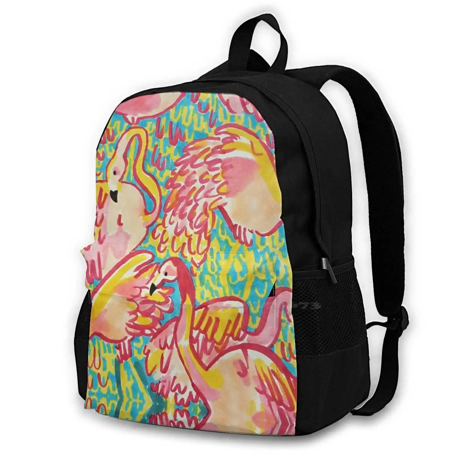 Lilly Inspired Flamingos Travel Laptop Bagpack Fashion Bags Preppy Flamingo Summer Inspired